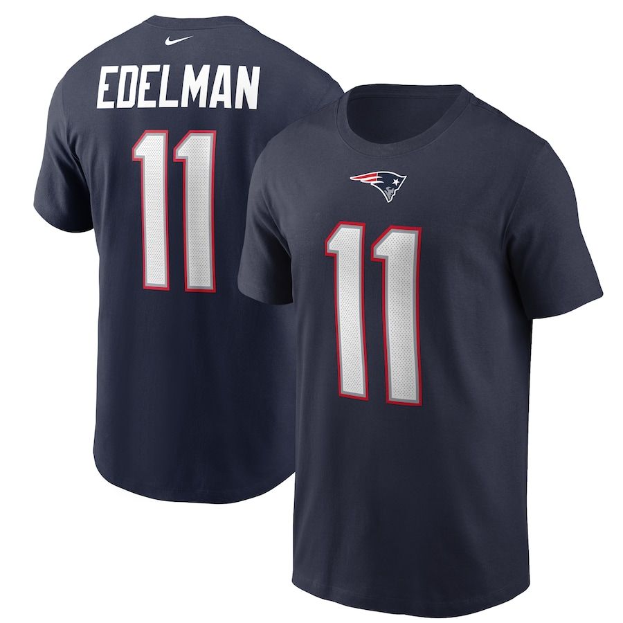 New England Patriots #11 Julian Edelman Nike Team Player Name & Number T-Shirt Navy