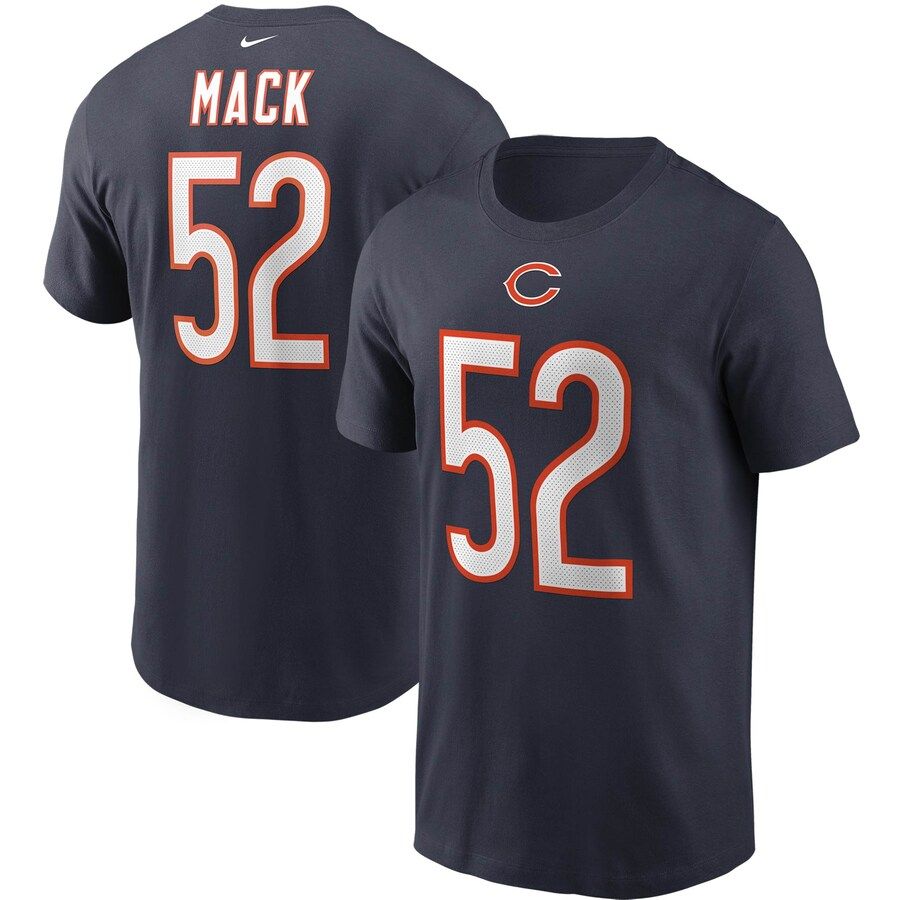 Chicago Bears #52 Khalil Mack Nike Team Player Name & Number T-Shirt Navy