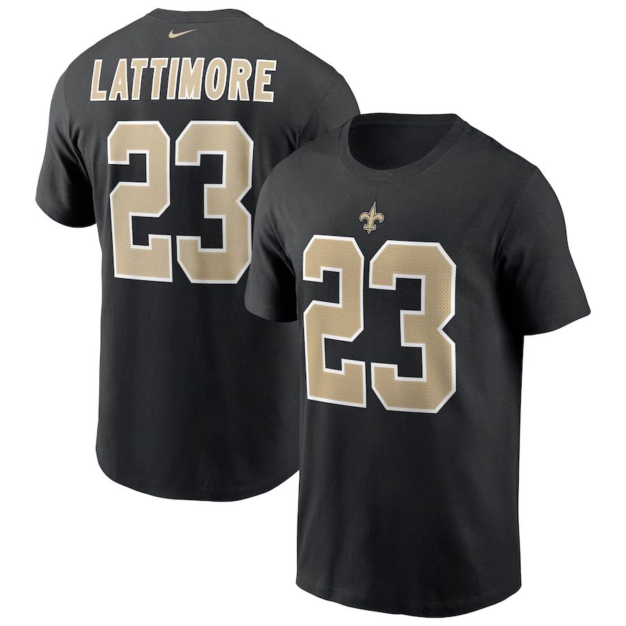 New Orleans Saints #23 Marshon Lattimore Nike Team Player Name & Number T-Shirt Black