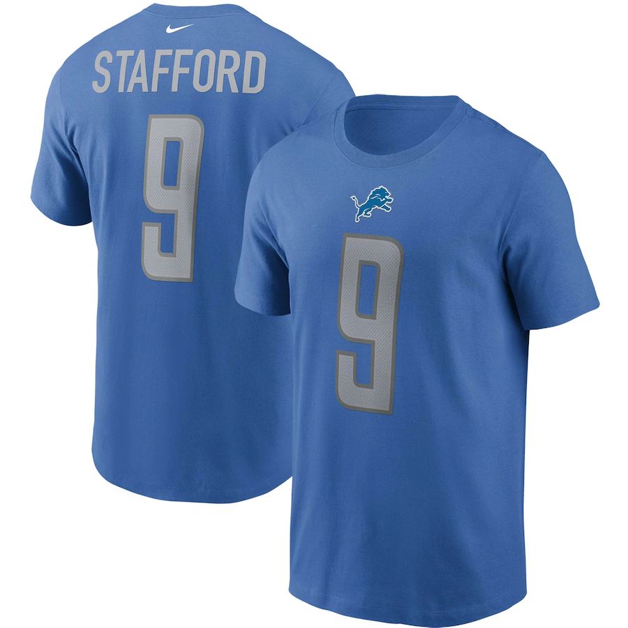 Detroit Lions #9 Matthew Stafford Nike Team Player Name & Number T-Shirt Blue