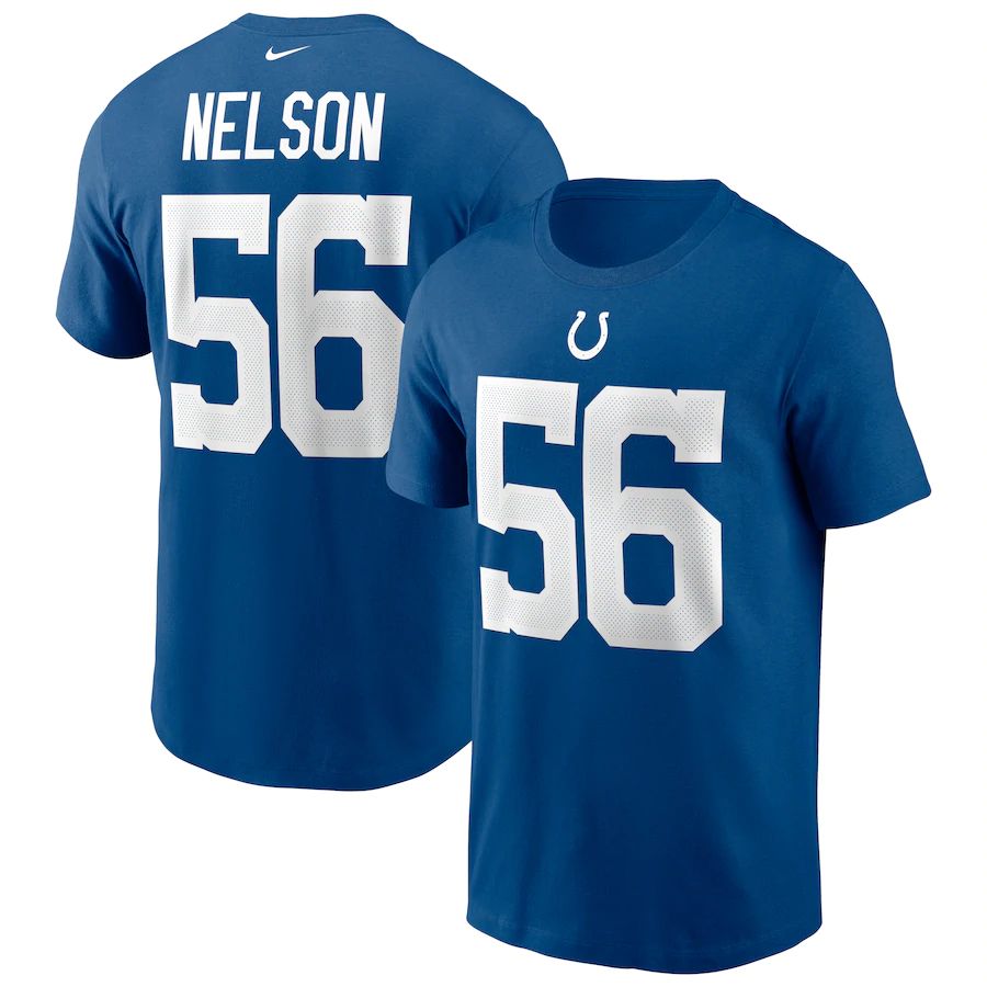 Indianapolis Colts #56 Quenton Nelson Nike Team Player Name & Number T-Shirt Royal