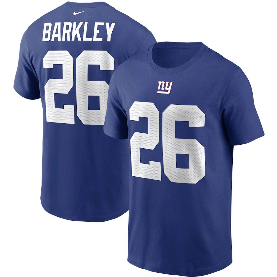 New York Giants #26 Saquon Barkley Nike Team Player Name & Number T-Shirt Royal