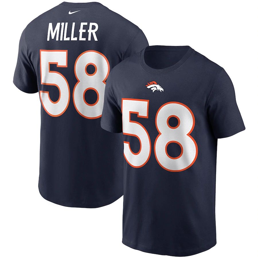 Denver Broncos #58 Von Miller Nike Team Player Name & Number T-Shirt Navy