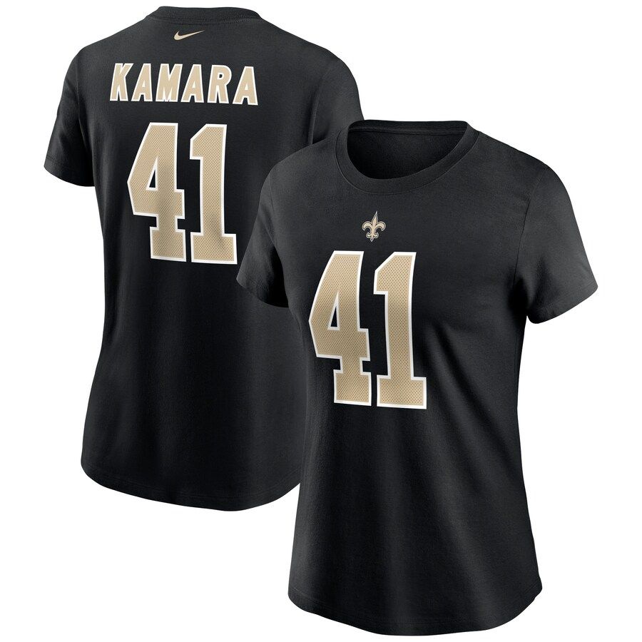 New Orleans Saints #41 Alvin Kamara Nike Women's Team Player Name & Number T-Shirt Black