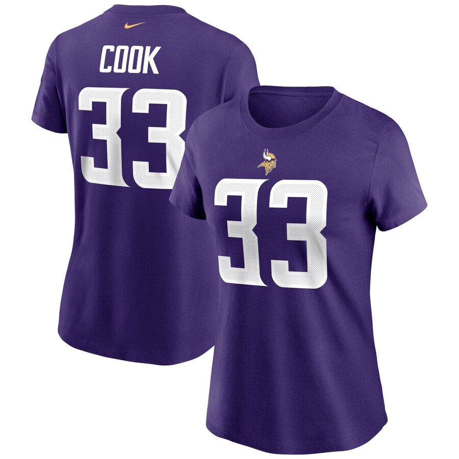 Minnesota Vikings #33 Dalvin Cook Nike Women's Team Player Name & Number T-Shirt Purple