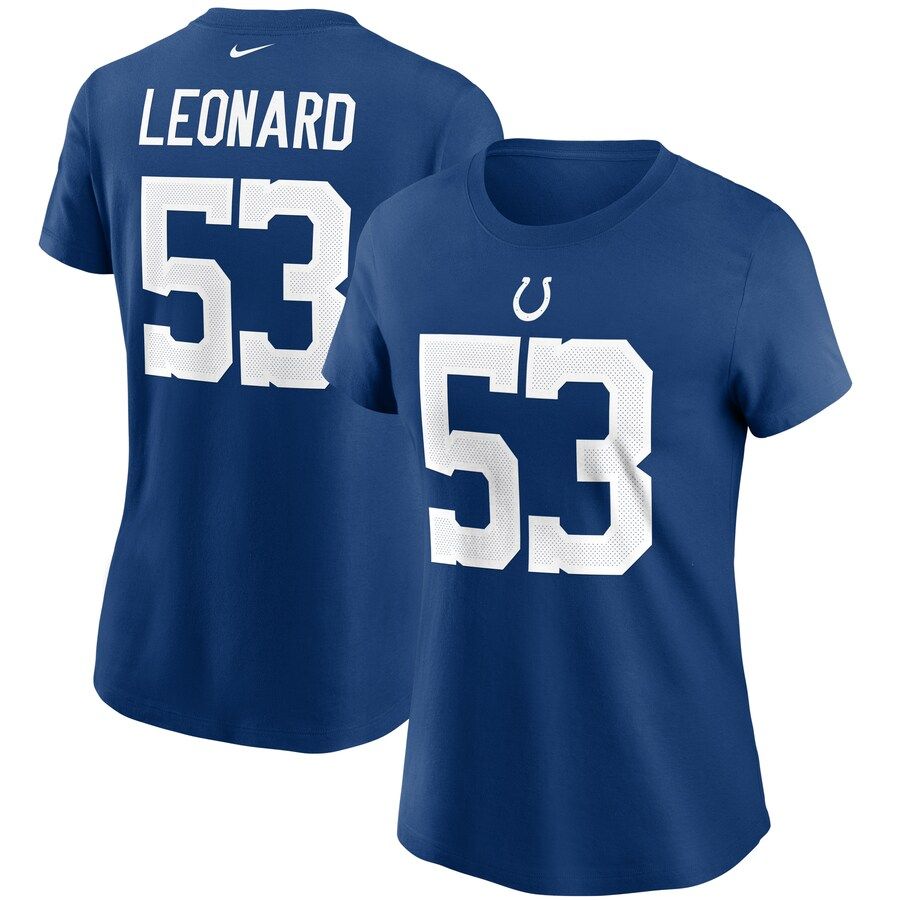 Indianapolis Colts #53 Darius Leonard Nike Women's Team Player Name & Number T-Shirt Royal