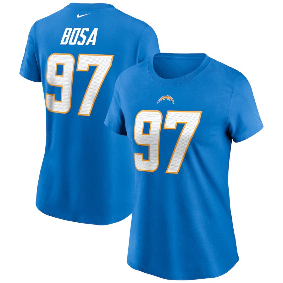 Los Angeles Chargers #97 Joey Bosa Nike Women's Team Player Name & Number T-Shirt Powder Blue