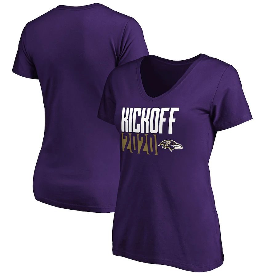 Baltimore Ravens Fanatics Branded Women's Kickoff 2020 V-Neck T-Shirt Purple