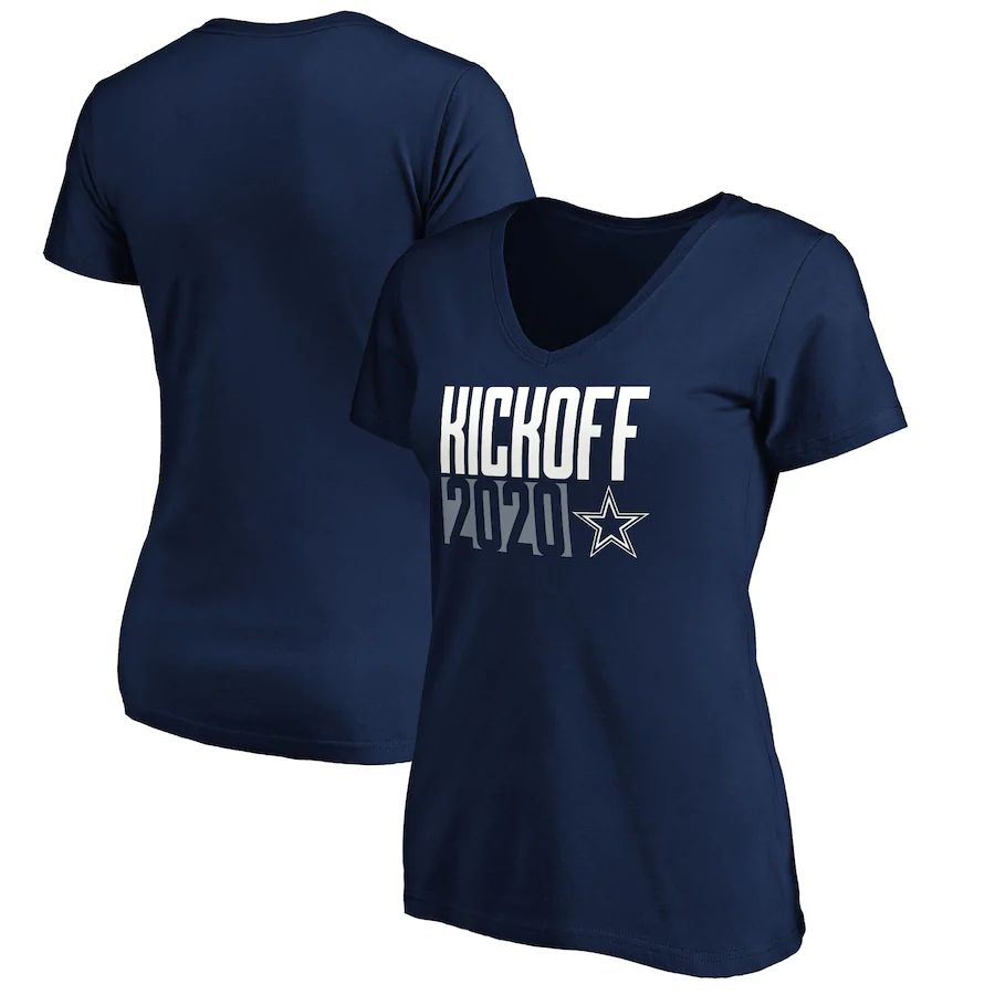 Dallas Cowboys Fanatics Branded Women's Kickoff 2020 V-Neck T-Shirt Navy