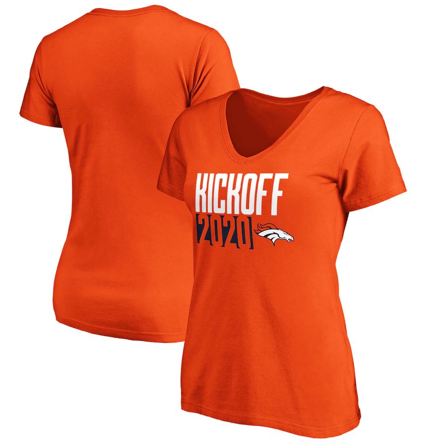 Denver Broncos Fanatics Branded Women's Kickoff 2020 V-Neck T-Shirt Orange