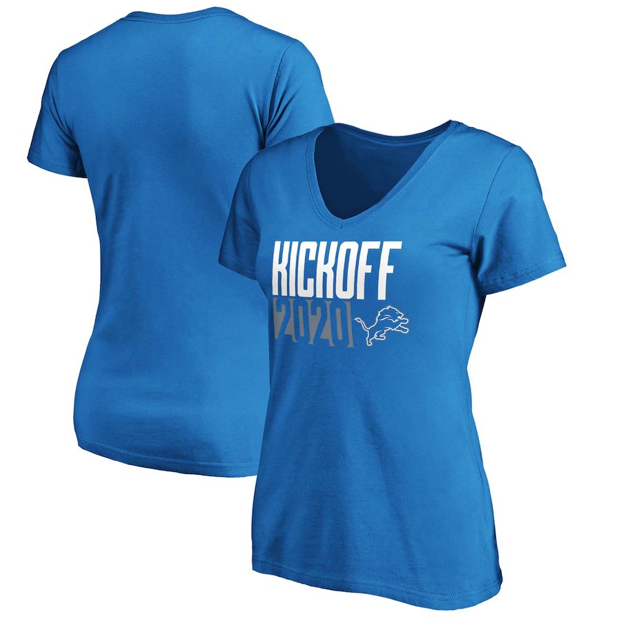 Detroit Lions Fanatics Branded Women's Kickoff 2020 V-Neck T-Shirt Blue