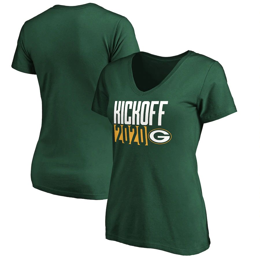 Green Bay Packers Fanatics Branded Women's Kickoff 2020 V-Neck T-Shirt Green