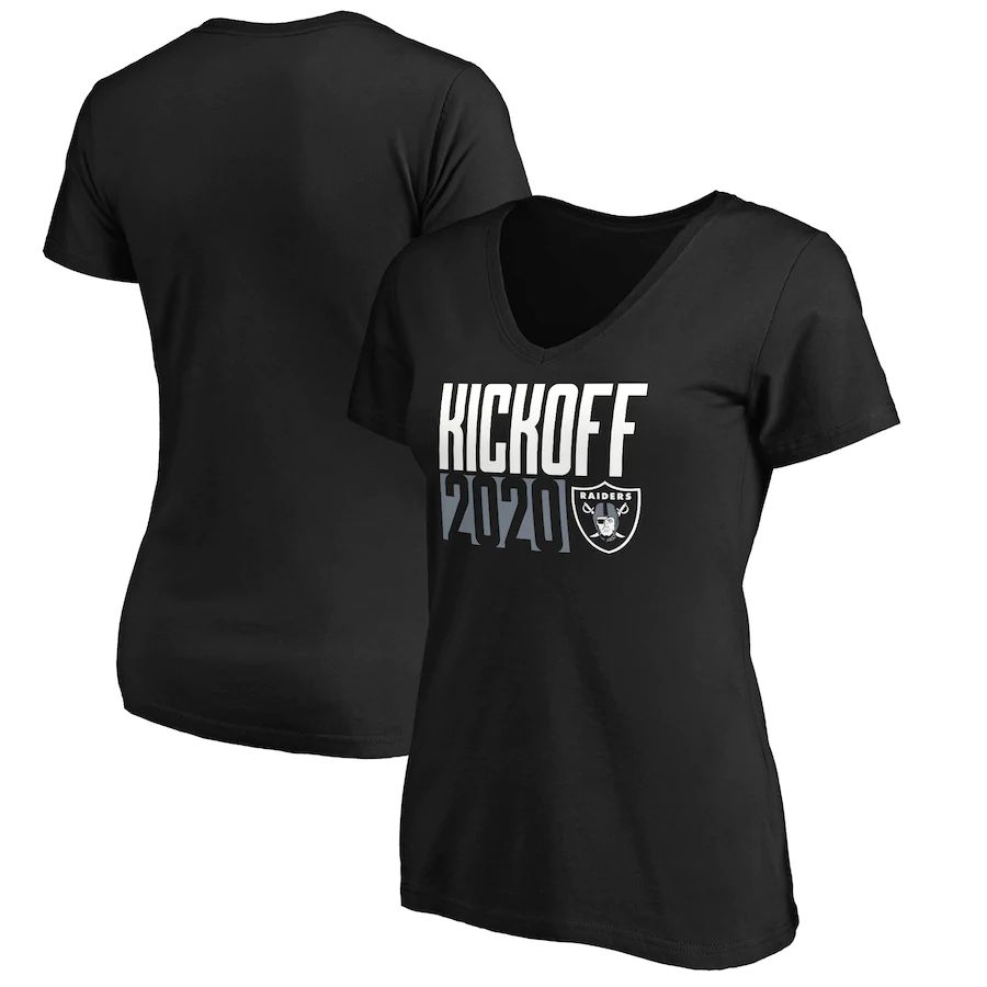 Las Vegas Raiders Fanatics Branded Women's Kickoff 2020 V-Neck T-Shirt Black