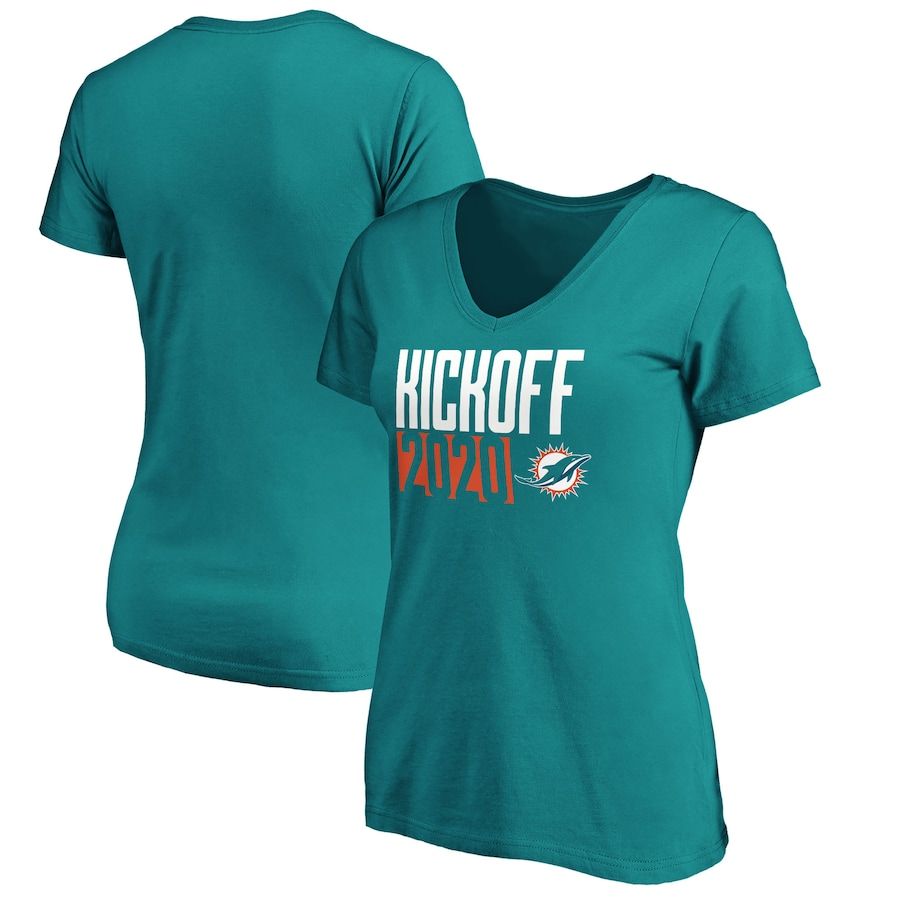 Miami Dolphins Fanatics Branded Women's Kickoff 2020 V-Neck T-Shirt Aqua