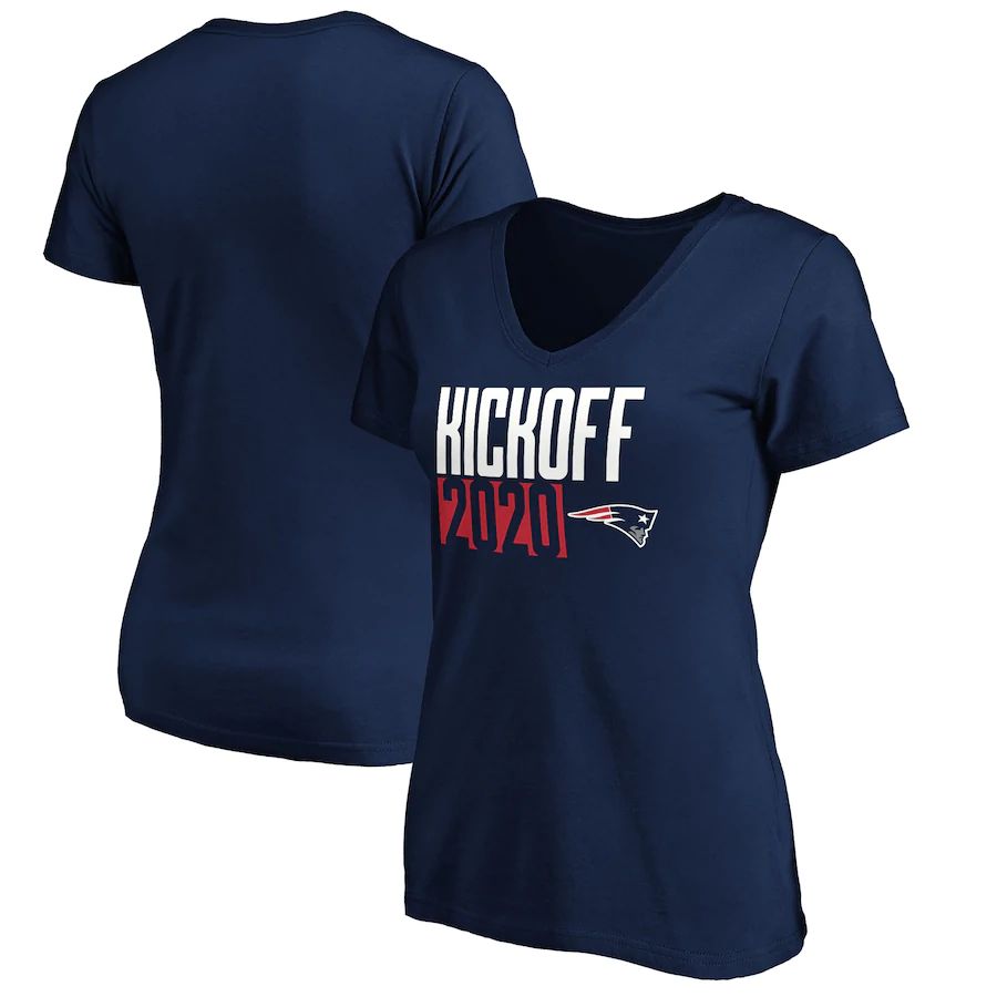 New England Patriots Fanatics Branded Women's Kickoff 2020 V-Neck T-Shirt Navy