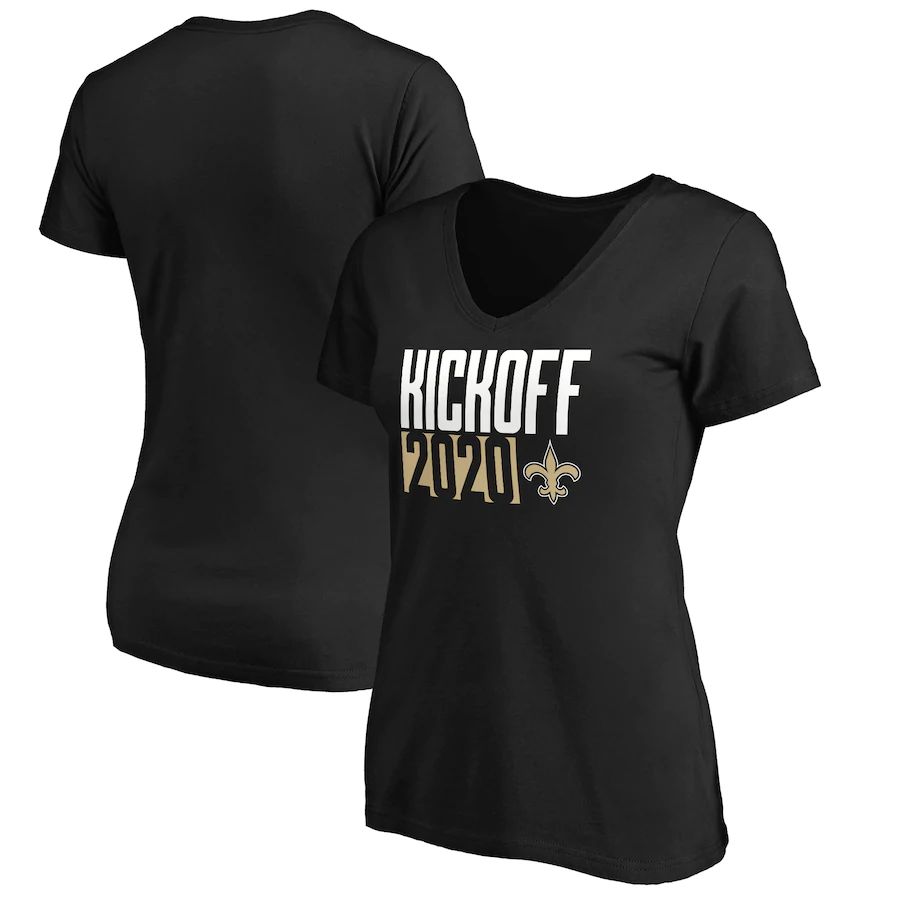 New Orleans Saints Fanatics Branded Women's Kickoff 2020 V-Neck T-Shirt Black