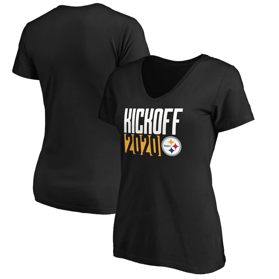 Pittsburgh Steelers Fanatics Branded Women's Kickoff 2020 V-Neck T-Shirt Black