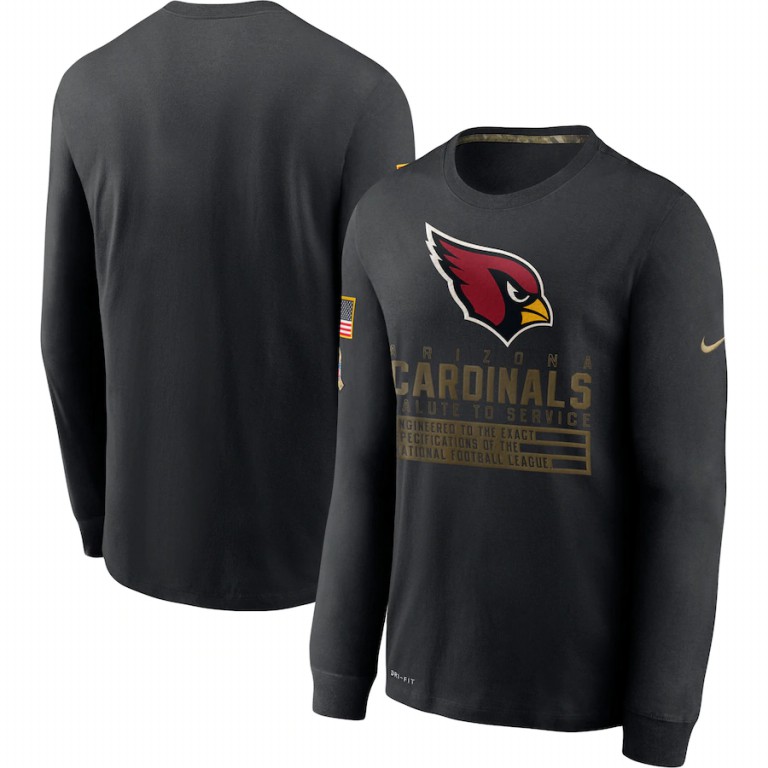 Arizona Cardinals Nike 2020 Salute to Service Sideline Performance Long Sleeve T-Shirt Black