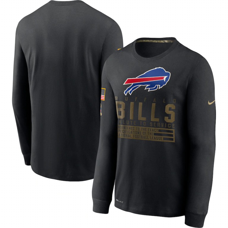 Buffalo Bills Nike 2020 Salute to Service Sideline Performance Long Sleeve T-Shirt Black