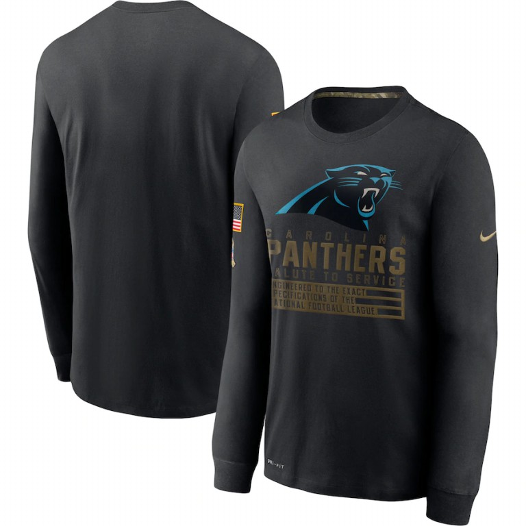 Carolina Panthers Nike 2020 Salute to Service Sideline Performance Long Sleeve T-Shirt Black