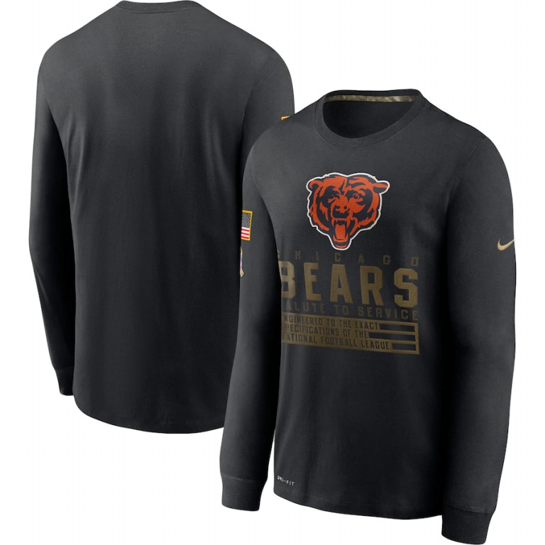 Chicago Bears Nike 2020 Salute to Service Sideline Performance Long Sleeve T-Shirt Black