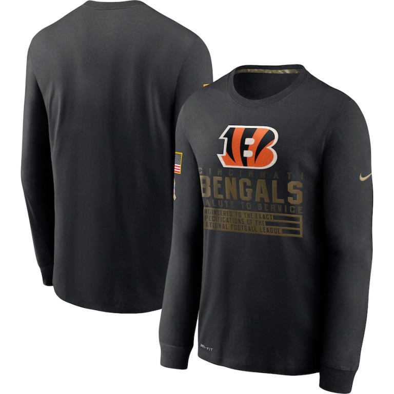 Cincinnati Bengals Nike 2020 Salute to Service Sideline Performance Long Sleeve T-Shirt Black