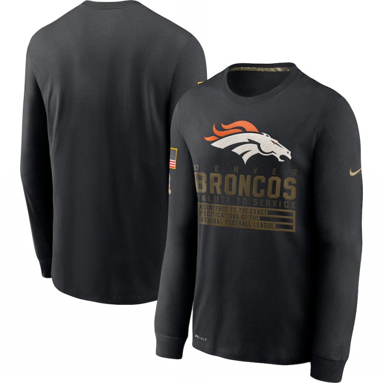 Denver Broncos Nike 2020 Salute to Service Sideline Performance Long Sleeve T-Shirt Black