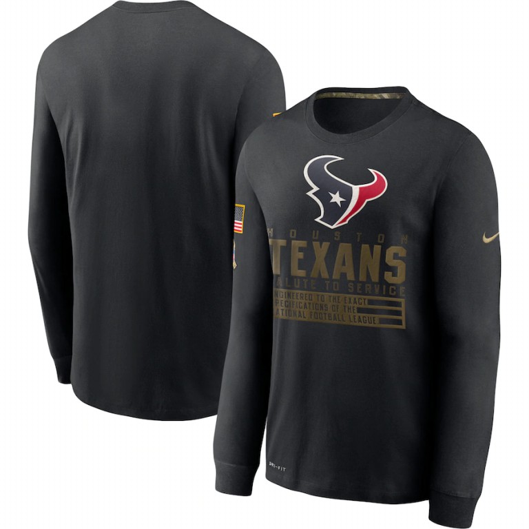 Houston Texans Nike 2020 Salute to Service Sideline Performance Long Sleeve T-Shirt Black