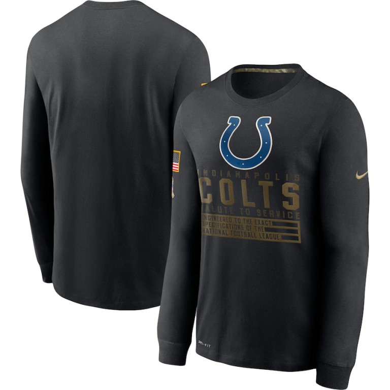 Indianapolis Colts Nike 2020 Salute to Service Sideline Performance Long Sleeve T-Shirt Black