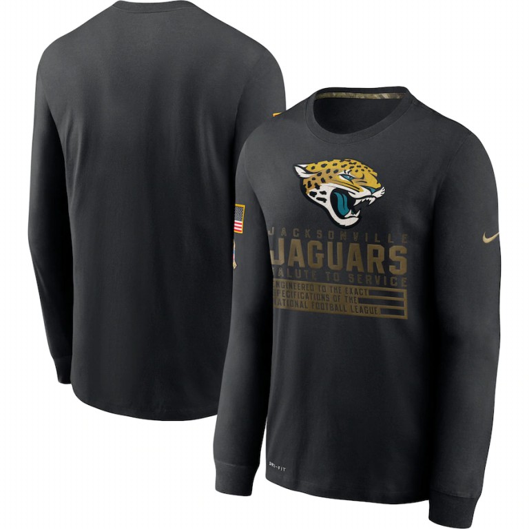 Jacksonville Jaguars Nike 2020 Salute to Service Sideline Performance Long Sleeve T-Shirt Black