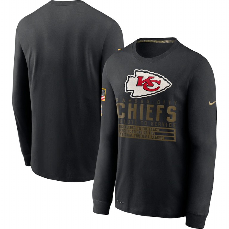 Kansas City Chiefs Nike 2020 Salute to Service Sideline Performance Long Sleeve T-Shirt Black