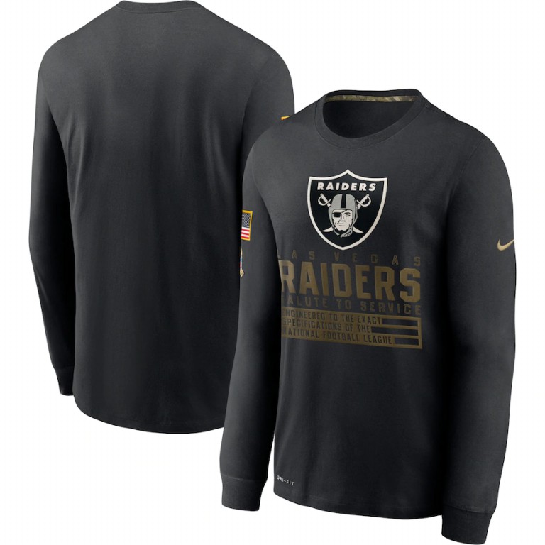 Las Vegas Raiders Nike 2020 Salute to Service Sideline Performance Long Sleeve T-Shirt Black