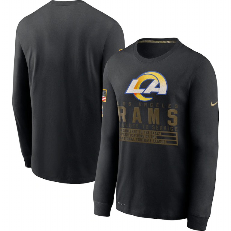 Los Angeles Rams Nike 2020 Salute to Service Sideline Performance Long Sleeve T-Shirt Black