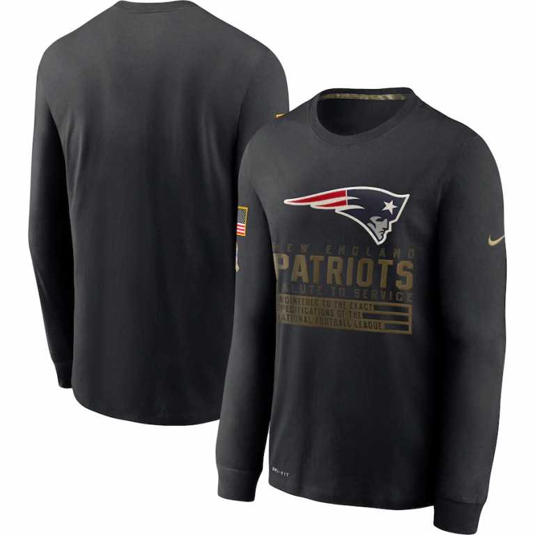 New England Patriots Nike 2020 Salute to Service Sideline Performance Long Sleeve T-Shirt Black