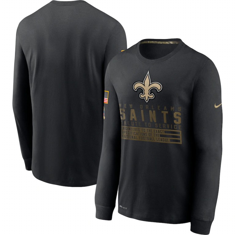 New Orleans Saints Nike 2020 Salute to Service Sideline Performance Long Sleeve T-Shirt Black