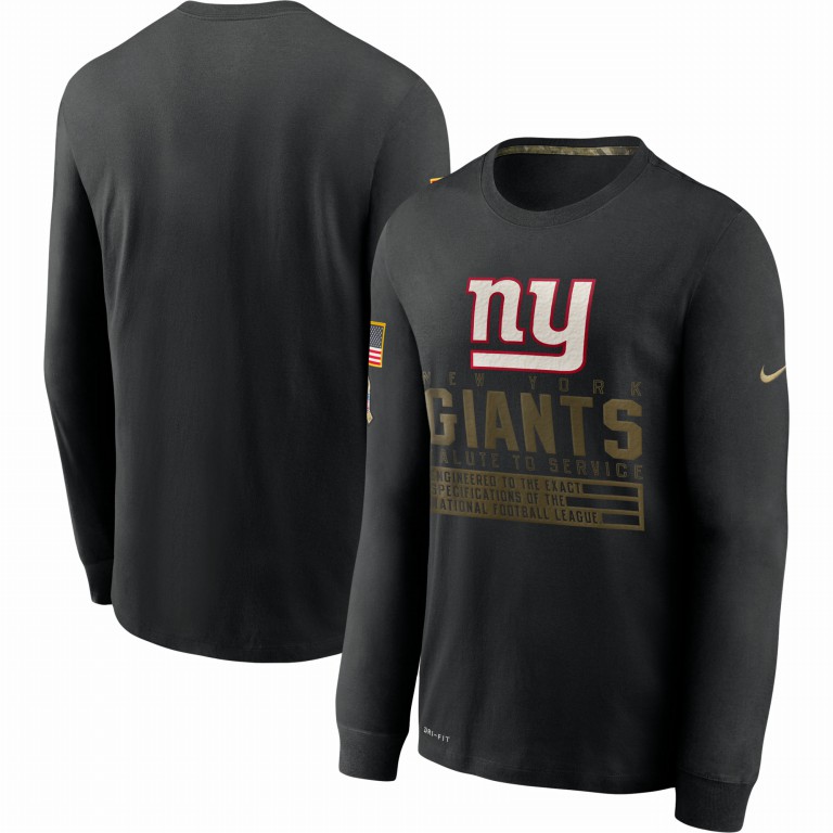 New York Giants Nike 2020 Salute to Service Sideline Performance Long Sleeve T-Shirt Black