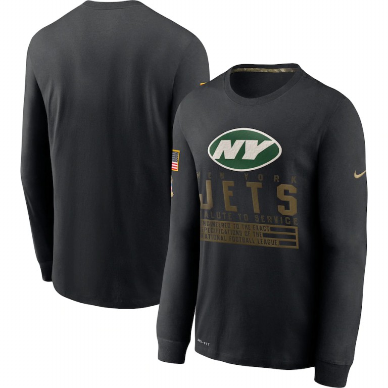 New York Jets Nike 2020 Salute to Service Sideline Performance Long Sleeve T-Shirt Black