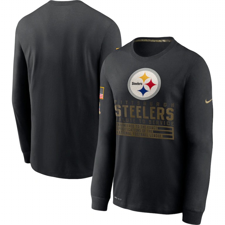 Pittsburgh Steelers Nike 2020 Salute to Service Sideline Performance Long Sleeve T-Shirt Black