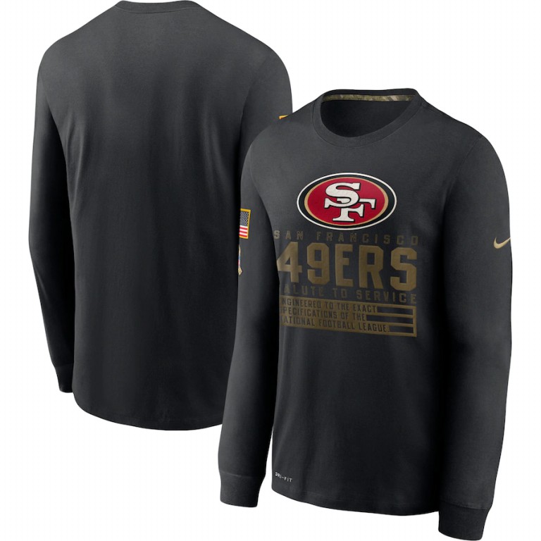 San Francisco 49ers Nike 2020 Salute to Service Sideline Performance Long Sleeve T-Shirt Black