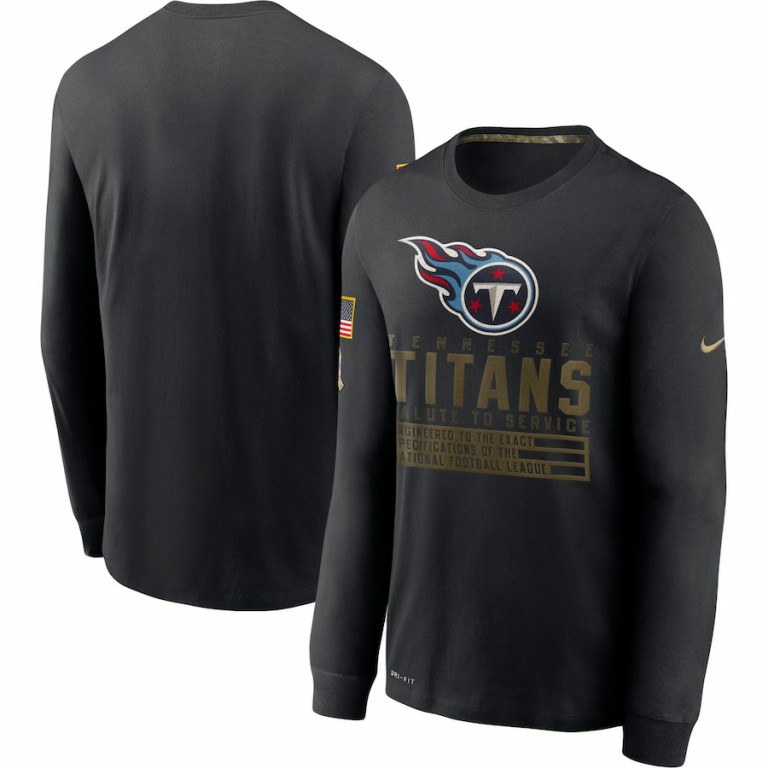 Tennessee Titans Nike 2020 Salute to Service Sideline Performance Long Sleeve T-Shirt Black