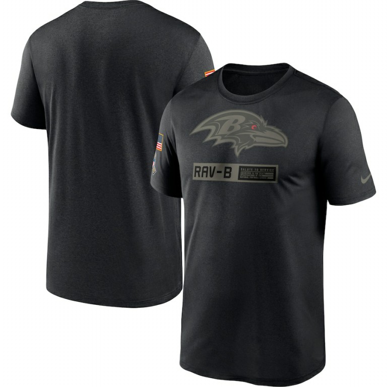 Baltimore Ravens Nike 2020 Salute to Service Team Logo Performance T-Shirt Black