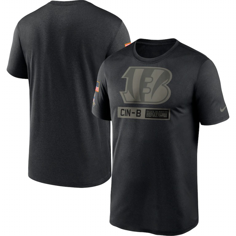 Cincinnati Bengals Nike 2020 Salute to Service Team Logo Performance T-Shirt Black