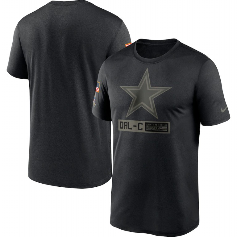 Dallas Cowboys Nike 2020 Salute to Service Team Logo Performance T-Shirt Black