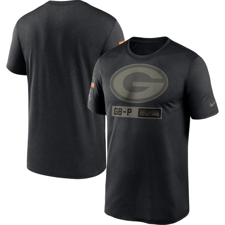 Green Bay Packers Nike 2020 Salute to Service Team Logo Performance T-Shirt Black