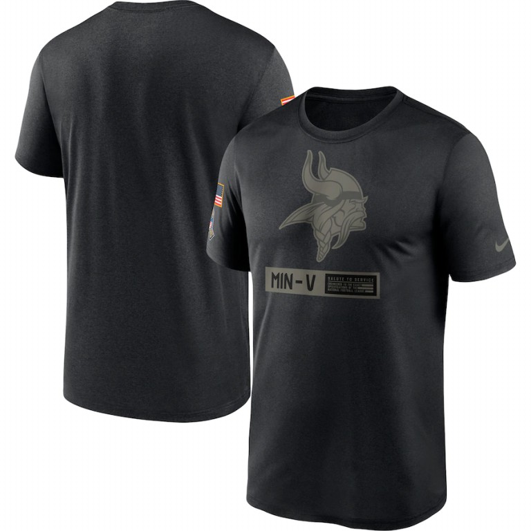 Minnesota Vikings Nike 2020 Salute to Service Team Logo Performance T-Shirt Black