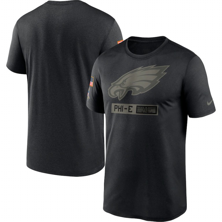 Philadelphia Eagles Nike 2020 Salute to Service Team Logo Performance T-Shirt Black