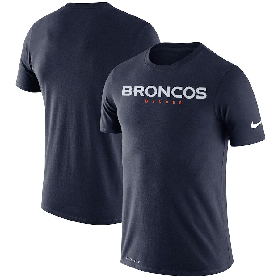 Denver Broncos Nike Fan Gear Essential Wordmark Performance T-Shirt Navy