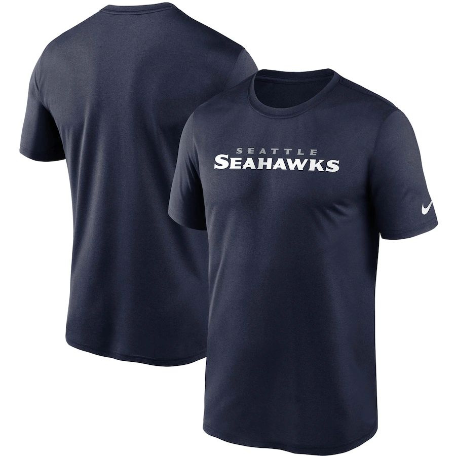 Seattle Seahawks Nike Fan Gear Legend Wordmark Performance T-Shirt College Navy