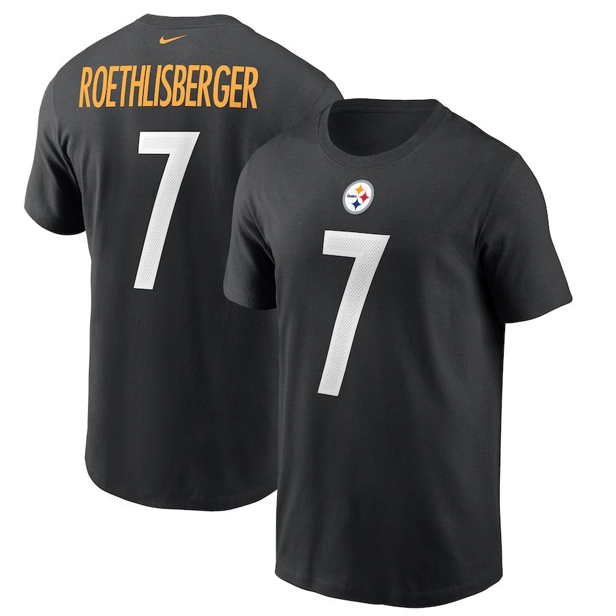 Pittsburgh Steelers #7 Ben Roethlisberger Nike Player Name & Number T-Shirt Black