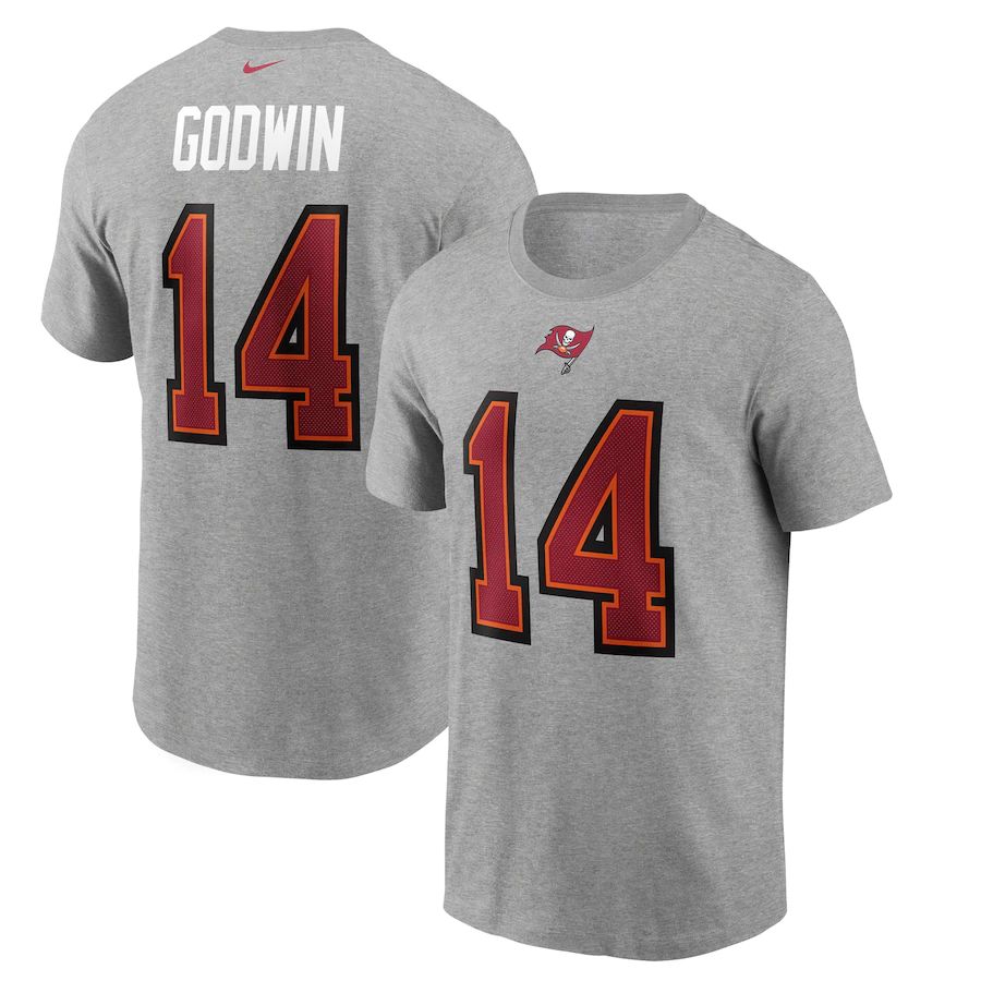 Tampa Bay Buccaneers #14 Chris Godwin Nike Player Name & Number T-Shirt Heather Gray